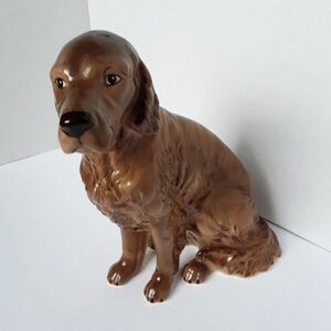 Vintage Collectable Sitting Irish Setter Dog Ceramics Figurine Statue